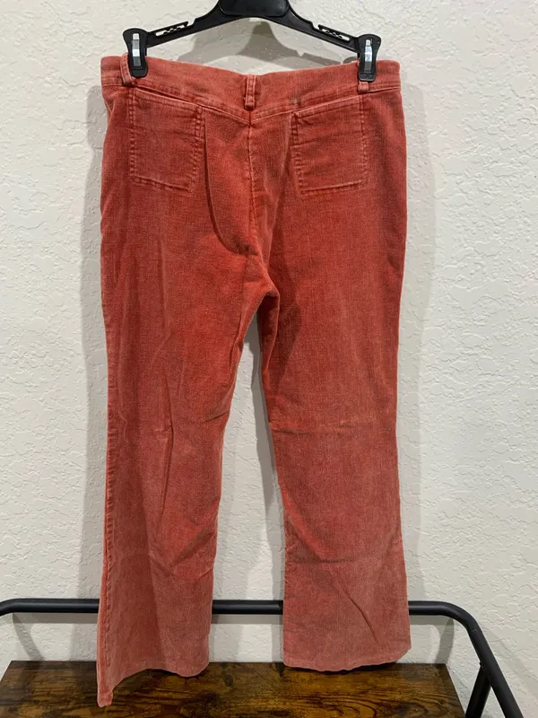 Orange/Coral Corduroy Low-Rise Capris - Image 3