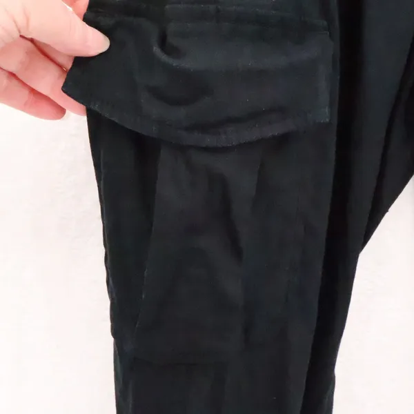 Linen Blend Cargo Jogger Pants Womens Size M Black Utility Gorp Lightweight - Image 5