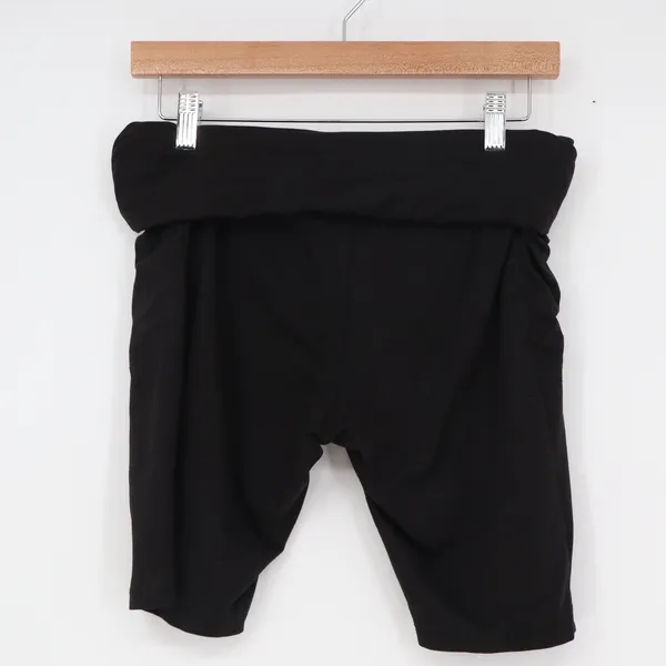 Black High Waisted Biker Shorts with Pockets Fold Over Waist Size Large - Image 3