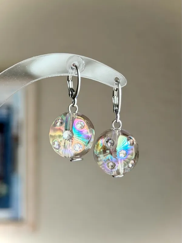 Handmade round beads y2k cute dangle earrings⭐️ - Image 2