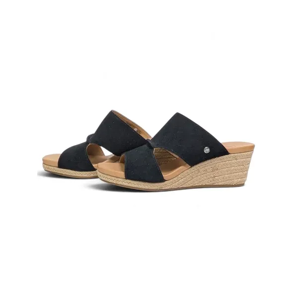 UGG Eirene Black Suede Espadrille Wedge Slide Sandals Size 7.5 NWOB - Image 3