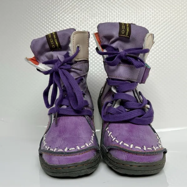 TMA Eyes Leather Lined Ankle Boots Womens EU 38 US 7.5 Purple Zip & Lace Up Snow - Image 5