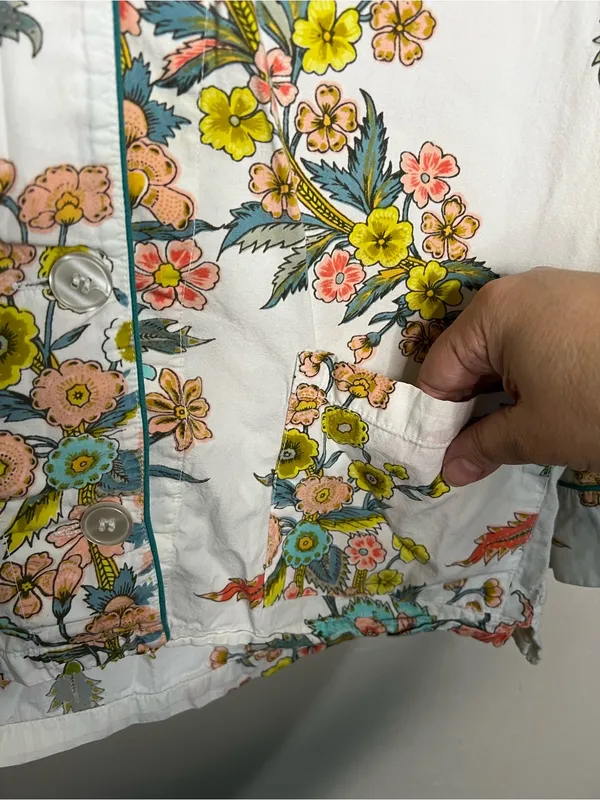 Roberta Roller Rabbit Cotton Short Sleeve Button Down Floral Pajama Top - Image 3
