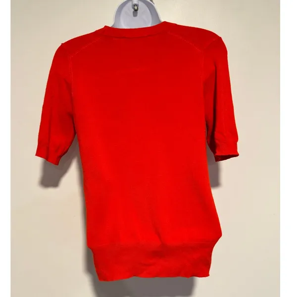 ZARA‎ Knit Short Sleeve Crew Neck Sweater Top Red Size Small minimalist normcore - Image 2