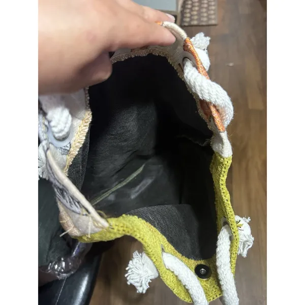 Handmade Artistic Tapestry Cat Lady Tote Bag With Rope Handles Coffee Mug Whimsical Boho - Image 5