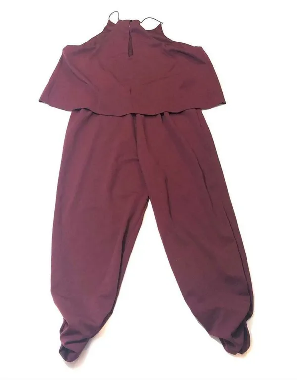 Love...Ady Solid Halter Popover Jumpsuit burgundy XXL - Image 10