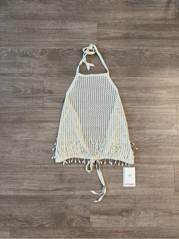 NWT Peppermayo Scorpio Crochet Halter Top (S/M) and Mini Skirt (M/L) in Ivory - Image 2