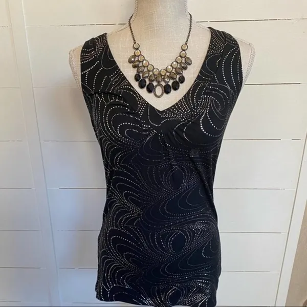Express Glam Black & Silver Shimmer Sparkly Tunic Tank Stretch‎ Blouse -S NWT - Image 3