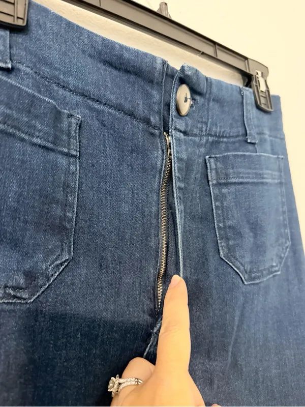 Maeve The Colette Blue High Rise Wide Leg Jeans cropped Stretch Anthro Size 2 * - Image 4