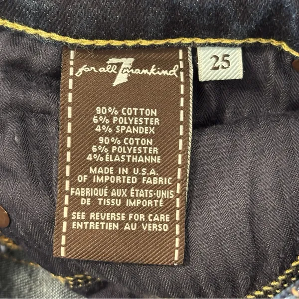 7 For All Mankind The Cropped Skinny Dark Wash Blue Jeans Size 25 - Image 11