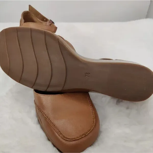 \Vintage tan Leather wedge mary Janes SZ 7.5 - Image 6