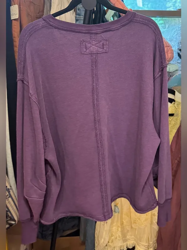 Free People We The Free Venice V-Neck Sweatshirt - Sour Grape Purple - XS - Image 8