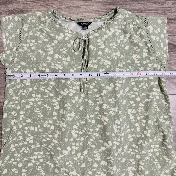 Buffalo David Bitton‎ Floral Print Tie Neck Flutter Sleeve Blouse Top Womens S - Image 8