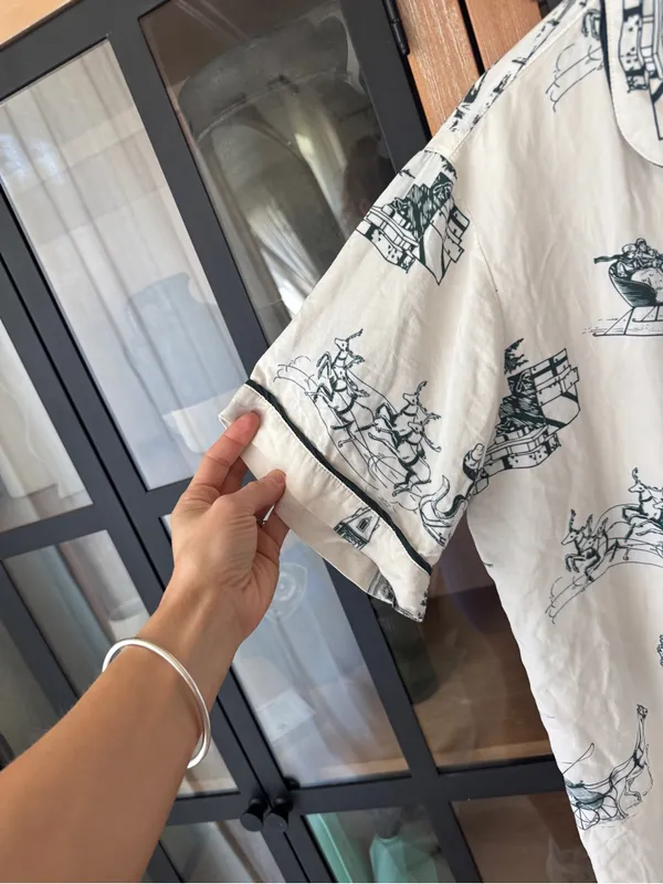 Katie Kime toile print holidays christmas winter pajamas top shirt short sleeve - Image 5