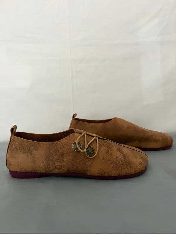 Flat Shoes Jeans Women’s Size 41 EU Brown Suede Lace Up Flat Shoes(B202) - Image 4
