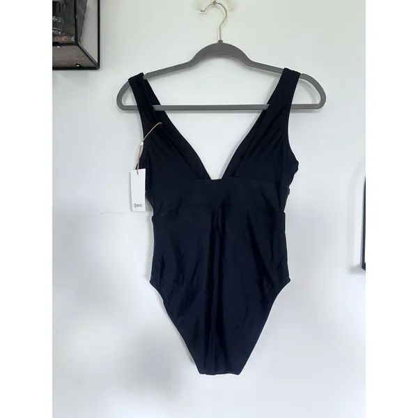 NWT Quince Black Italian Plunge One-Piece Swimsuit Sz Small - Image 4