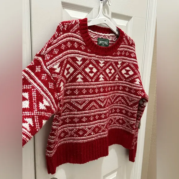 American Eagle Nordic Fair Isle Cozy Casual Sweater Size Small red white - Image 9