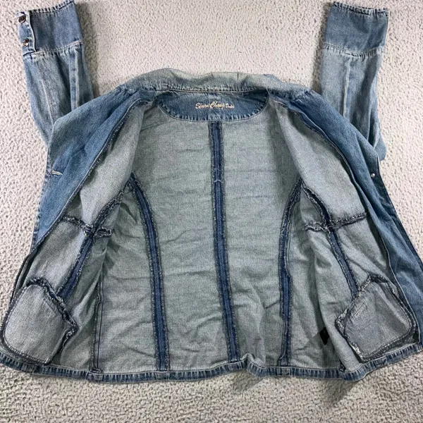 Vtg‎ Simon Chang Denim Jacket Women 16 Button Front Y2K Classic Minimalist - Image 7
