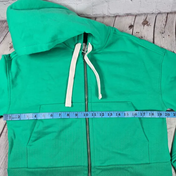 Everlane Organic Cotton Full Zip Hoodie Bright Jade Green Size‎ XXS Cropped - Image 7