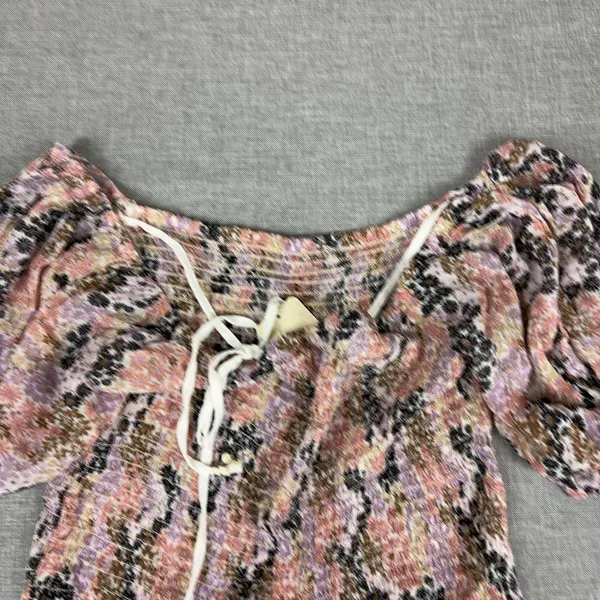 Free People Blouse Womens Small Off Shoulder Puff Sleeve Cropped Floral - Image 10