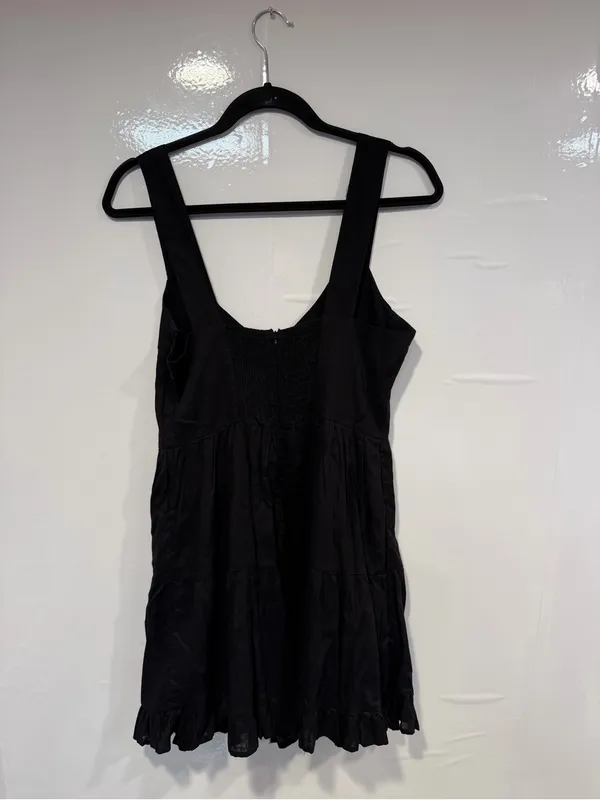 Black Lulu’s Linen Cotton Blend Sleeveless Tiered Sundress - Image 5