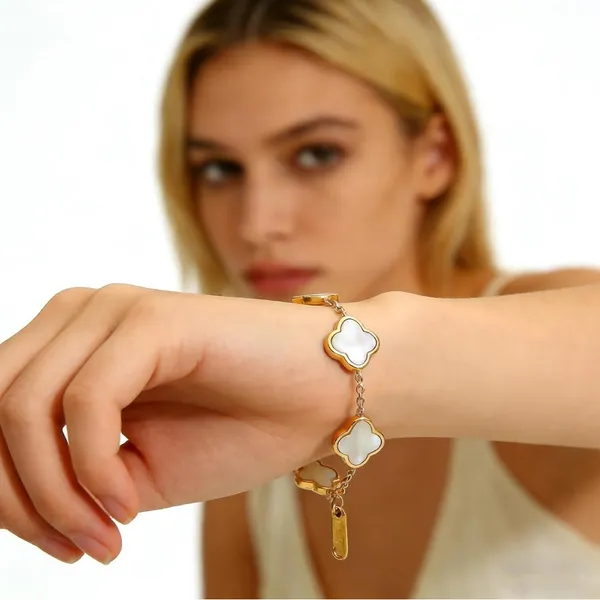 Gold-Plated Four Leaf Clover Bracelet Adjustable lucky Bracelet Jewelry - Image 3