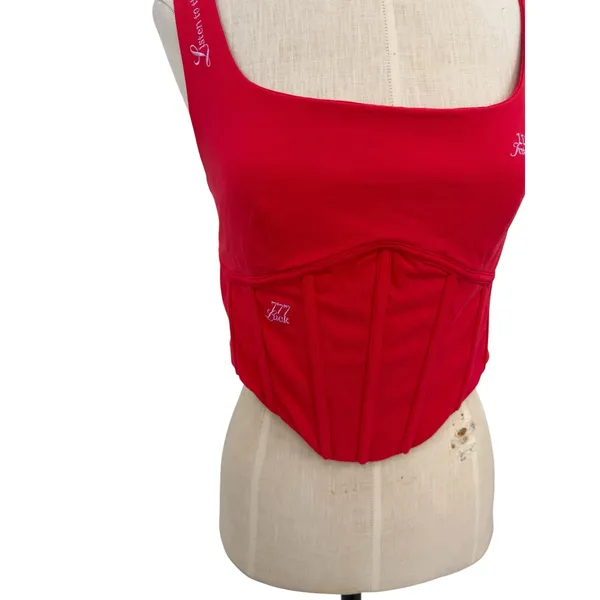 The Mayfair Group‎ Language of the Universe Corset Ember Red Graphic Top S/M - Image 5