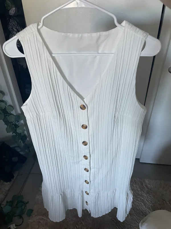 White Button Up Dress Size M - Image 3