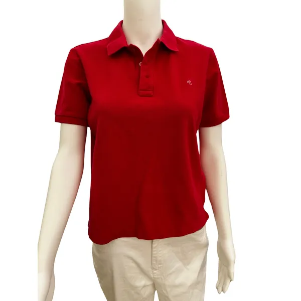 Vintage 90s Ralph Lauren Women’s Red Polo Shirt Medium - Image 7