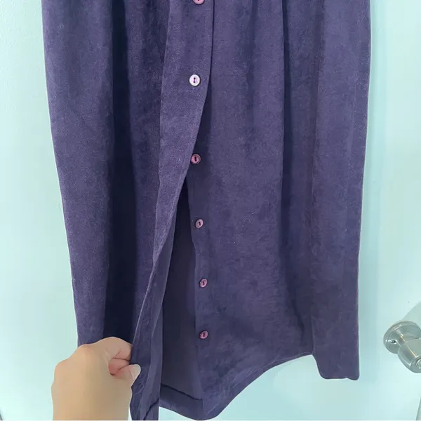 Vintage Purple Midi Dress stretch waist button front sleeveless - Image 5