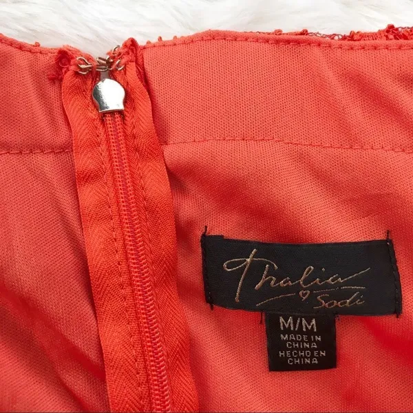 THALIA SODI Strapless Lace Cocktail Dress Medium Orange Midi Cocktail‎ Party New - Image 6