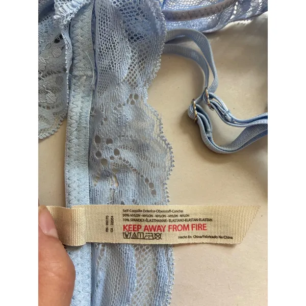 Free People Intimately Light Blue Floral Lace‎ Bralette Double Strap Size S - Image 5