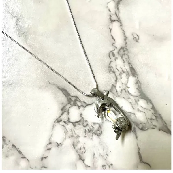 Silver tone crystal dolphin pendant necklace - Image 9