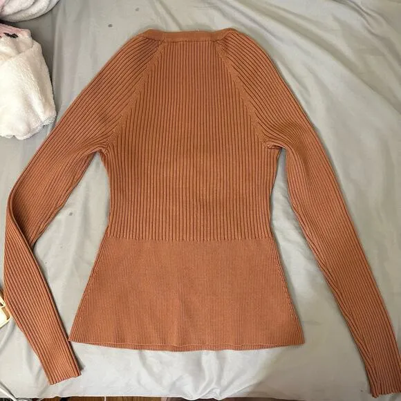 Jonathan Simkhai Jayline Pullover &‎ Bralette Set Ribbed Knit Dawn Size Large Brown - Image 14