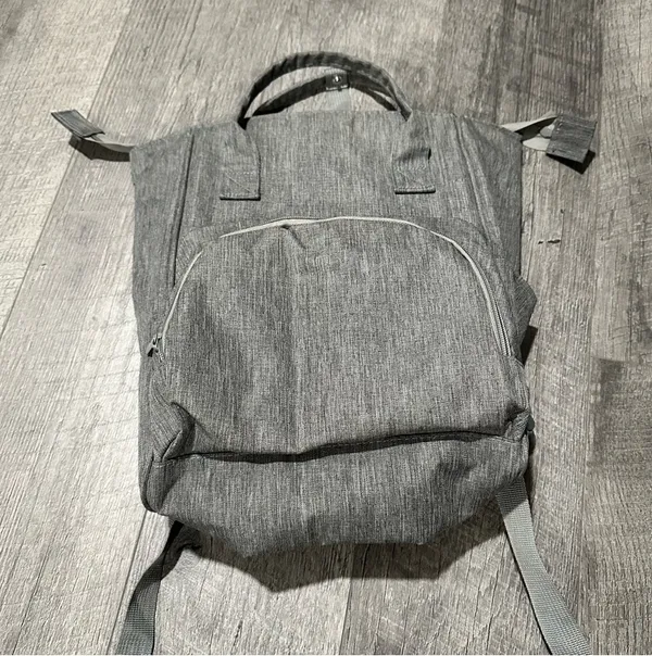Grey Tote Bag Backpack pockets mini small storage work travel school party - Image 2