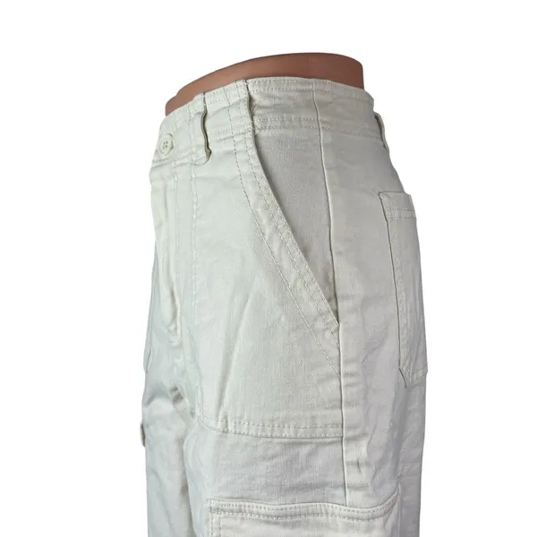 Z Supply Womens White High Rise Carrot Barrel Wide Leg Cargo Denim Jeans Pants S - Image 2