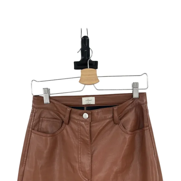 Aritzia Wilfred Melina Pants Vegan Faux Leather High Waist Brown Size‎ 4 - Image 5