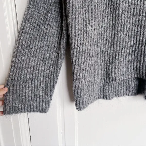 Point Sur • J Crew Mohair Ribbed Turtleneck Sweater cowl heather grey wool knit - Image 6
