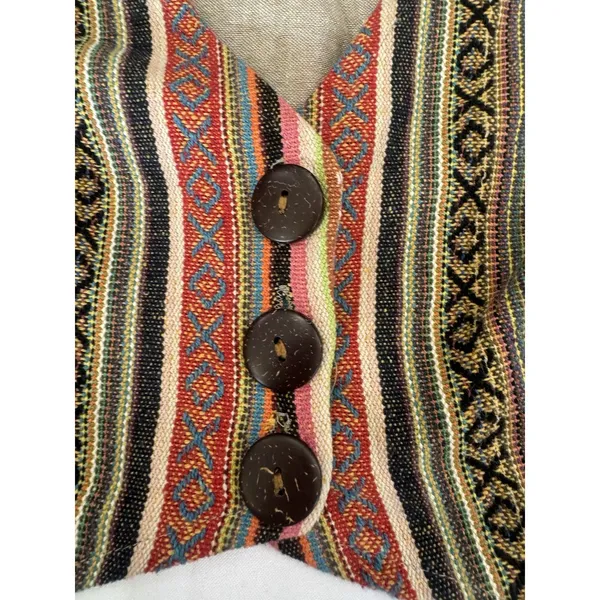 Earthbound Trading Co Woven Striped Cropped Boho Hippie Vest Women's XL - Image 8
