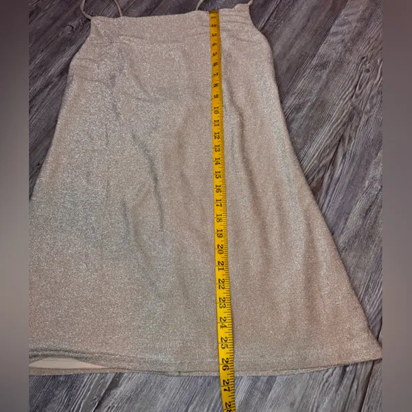 Princess Polly Womens Kailey Mini Dress Champagne Sparkly Spaghetti Size 6 Small - Image 4