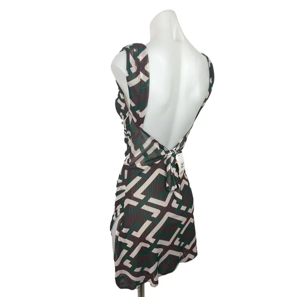 Tiger Mist NWT Multicolor Sleeveless Ruched Slit Open Back Mini Bodycon Dress XS - Image 2