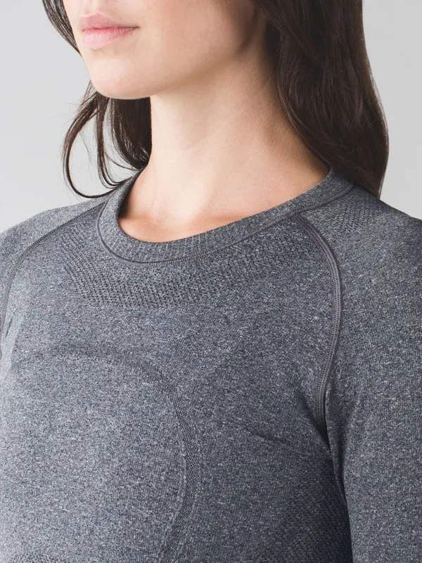 Lululemon Swiftly Tech Long Sleeve Heathered Black Size 12 - Image 2