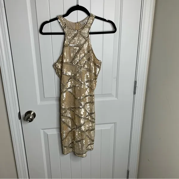 Parker Revolve gold‎ sequin bodycon mini dress party holiday new year XS wedding - Image 3