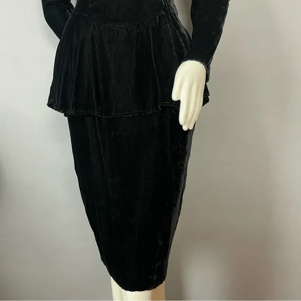Vintage Scott McClintock Velvet Dress Lace Sequins Peplum‎ 80s 90s Drama Formal - Image 5