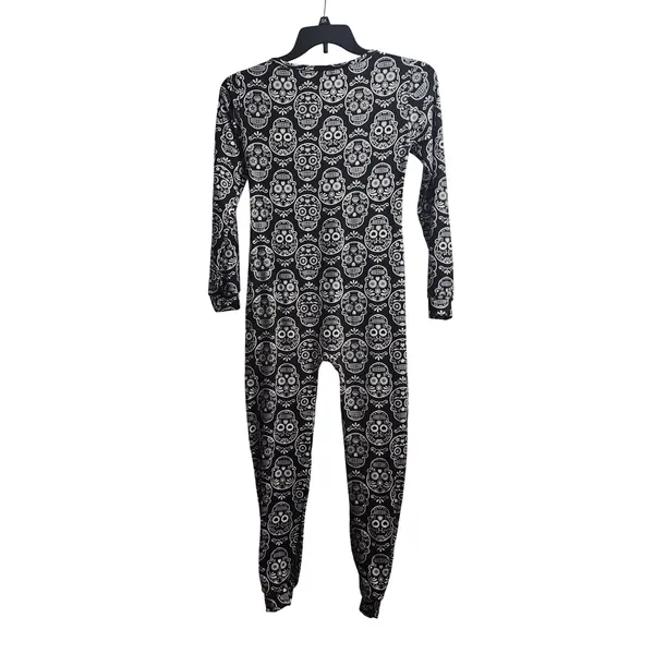 shosho womens skull pattern one piece pajamas sleepwear jumpsuit size‎ m - Image 4