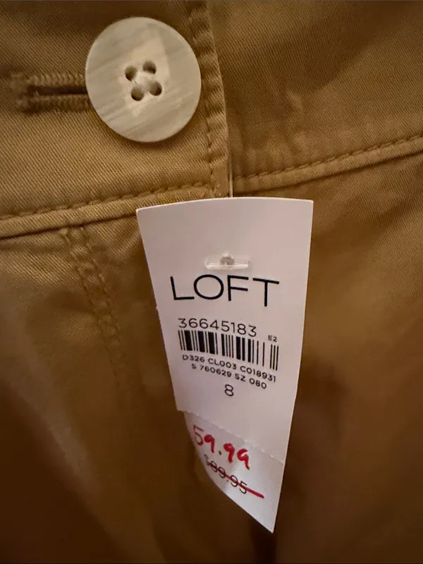 LOFT Poplin Pleated Wide Leg Pants Khaki Size 8 NWT - Image 6