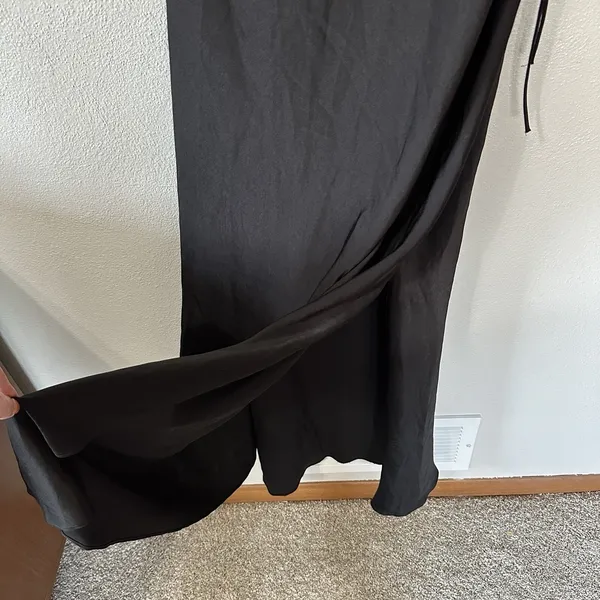 NEW Bardot Lamont Black Satin Slip Dress Size XXL/US 12 Midi‎ Lace - Image 6