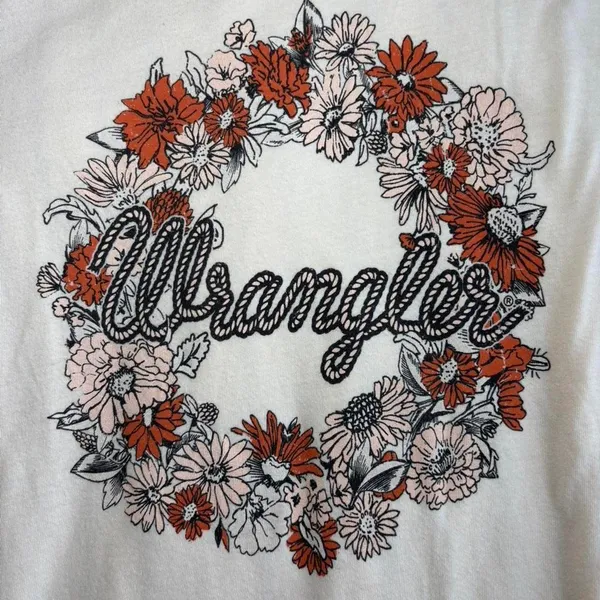 Wrangler Women's S Cotton Floral Graphic T-Shirt Crew Neck White - Image 3