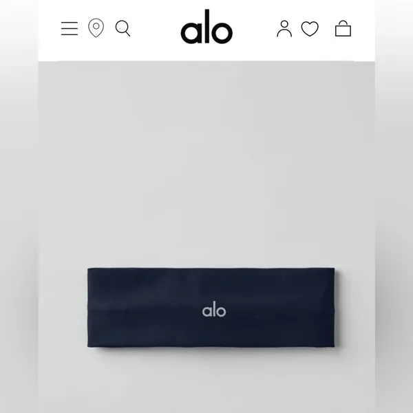 ALO Yoga NWT Airlift Headband Navy Blue Grips and scrunched back White Alo Logo - Image 13
