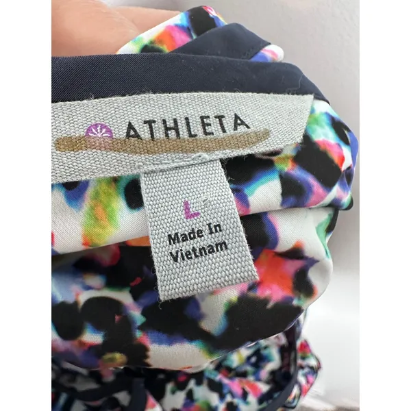 Athleta easy breezy sunbeam midi Dress Women L Multicolor Abstract casual Travel - Image 7